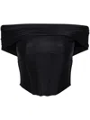 Misbhv Fitted Off-the-shoulder Textured Corset Top In Black