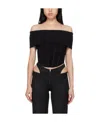 Misbhv Fitted Off-the-shoulder Textured Corset Top In Black
