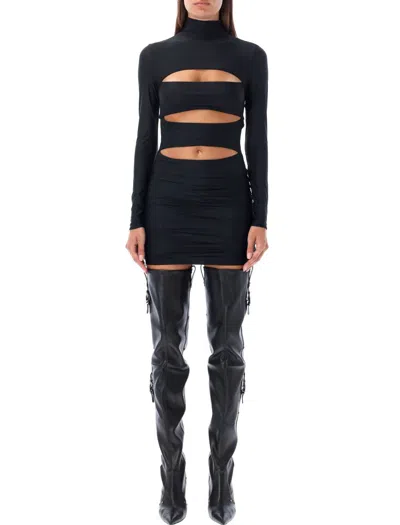 Misbhv Womens Black Elena Cut-out Stretch-woven Mini Dress