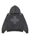 Misbhv Embellished-cross Hoodie In Gray