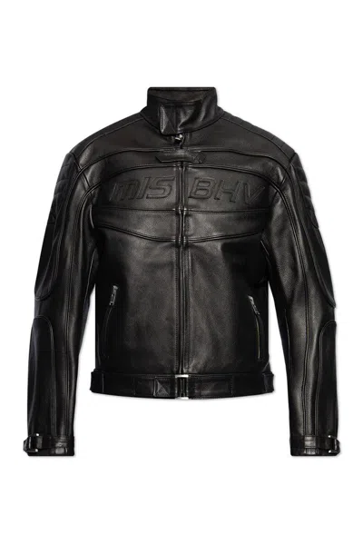 Misbhv Fast Logo Embossed Leather Jacket In Black