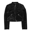 Misbhv Womens Black Faux Leather Cropped Moto Slim-fit Faux-leather Jacket In Nero