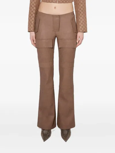 MISBHV FAUX-LEATHER BOOTCUT MOTO TROUSERS
