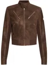 Misbhv Cracked Cropped Faux-leather Jacket In Brown