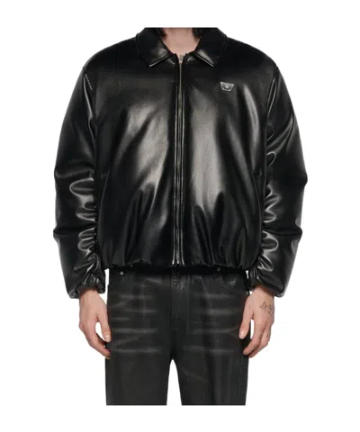 Misbhv Faux Leather Puffer Bomber Jacket In Multi