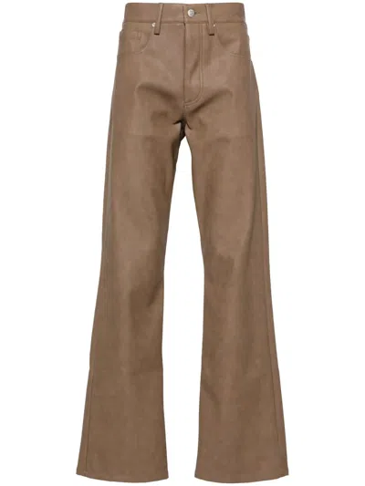 Misbhv Faux-leather Straight-leg Trousers In Brown
