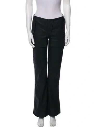 Pre-owned Misbhv Faux Leather Wide Leg Pants In Black