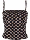 Misbhv Lara Monogram Cropped Tank Top In Black