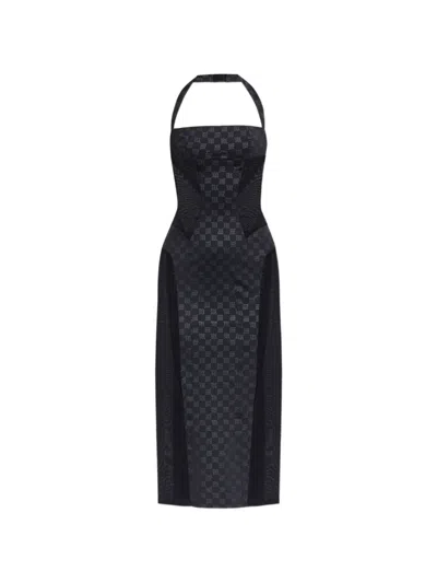 Misbhv Fitted Dress With Logo In Blue