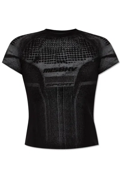 Misbhv Fitted Top With Futuristic Geometric Pattern In Black
