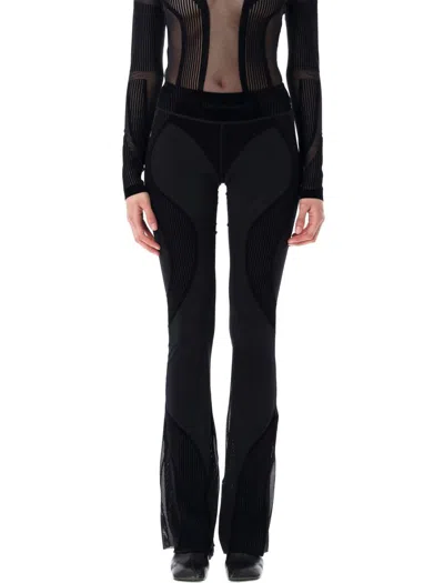 Misbhv Flock Mesh Sport Leggings Flare In Black