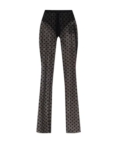 Misbhv Flocked Monogram Sheer Trousers In Black