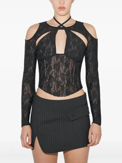 Misbhv Flower-lace Crop-top In Black