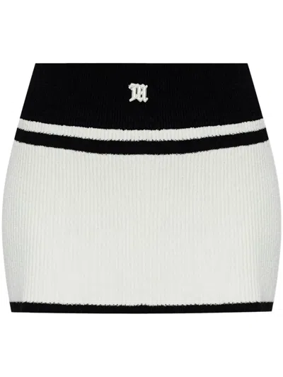 Misbhv White & Black Fluffy Cannes Miniskirt In Multi