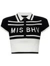 Misbhv Black Cotton Short Polo With White Logo In Schwarz