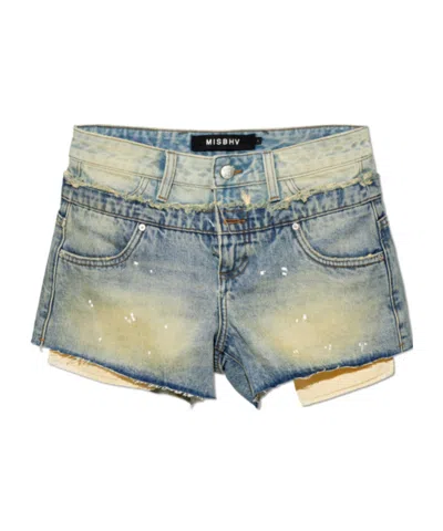 Misbhv Frayed Denim Shorts In Multi