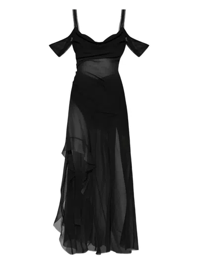 Misbhv Gabrielle Ruffled Maxi Dress In Black