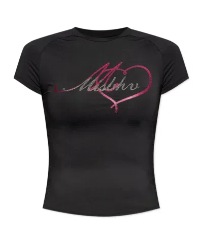 Misbhv Glitter-logo T-shirt In Black