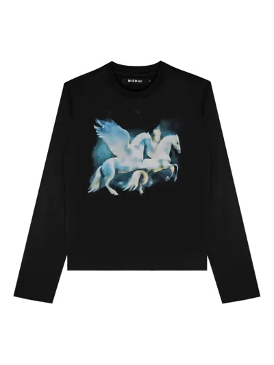 Misbhv Graphic Embroidered Horses Sweater In Black