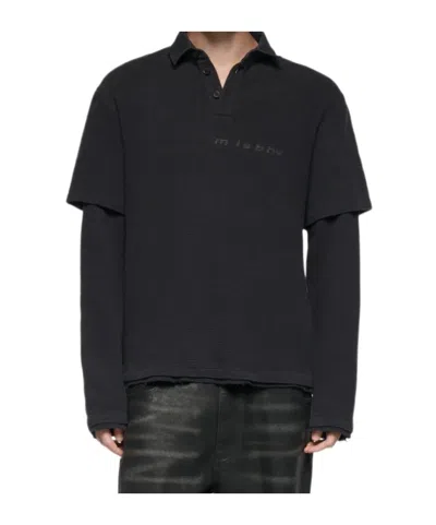 Misbhv Graphic Layered Long-sleeved Polo Shirt In Black