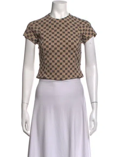 Pre-owned Misbhv Graphic Print Crew Neck Crop Top In Multicolor