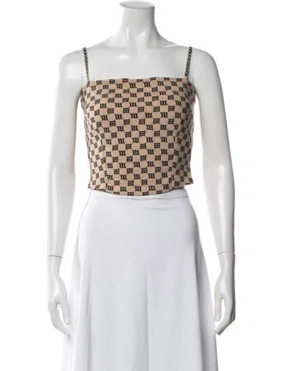 Pre-owned Misbhv Graphic Print Crew Neck Crop Top In White