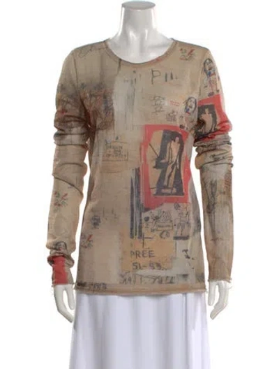 Pre-owned Misbhv Graphic Print Crew Neck Top In Neutral