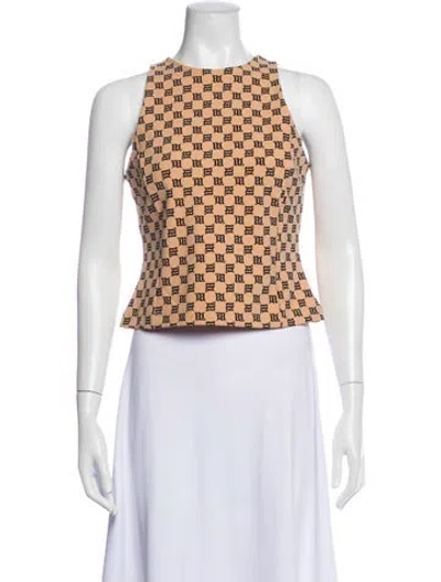 Pre-owned Misbhv Graphic Print Crew Neck Top In Neutrals