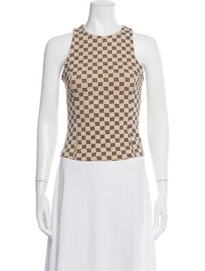 Pre-owned Misbhv Graphic Print Crew Neck Top In Neutrals