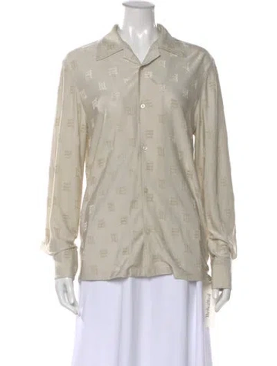 Pre-owned Misbhv Graphic Print Long Sleeve Button-up Top In Neutral