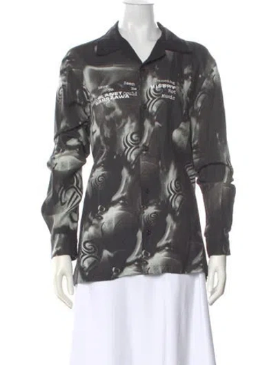 Pre-owned Misbhv Graphic Print Long Sleeve Top In Gray