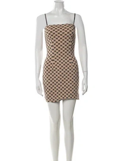 Pre-owned Misbhv Graphic Print Mini Dress In Neutral