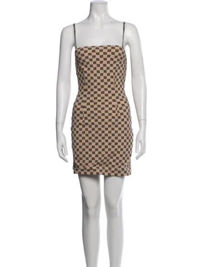 Pre-owned Misbhv Graphic Print Mini Dress In Neutrals