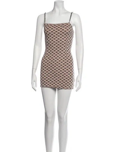 Pre-owned Misbhv Graphic Print Mini Dress In Neutrals