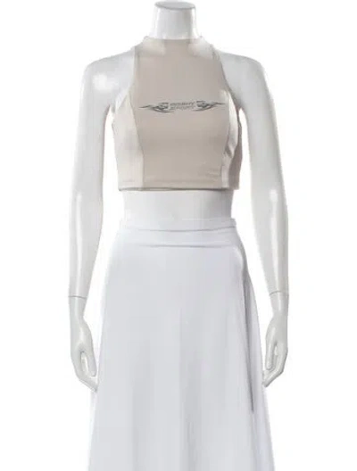Pre-owned Misbhv Graphic Print Mock Neck Crop Top In Neutral