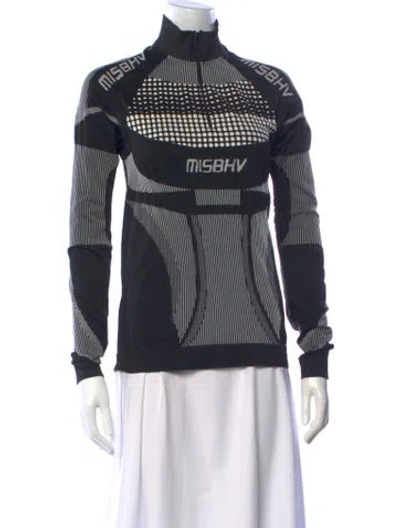 Pre-owned Misbhv Graphic Print Mock Neck Top In Black