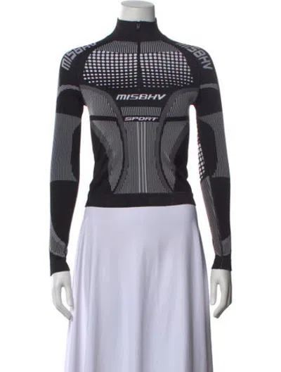 Pre-owned Misbhv Graphic Print Mock Neck Top In Black