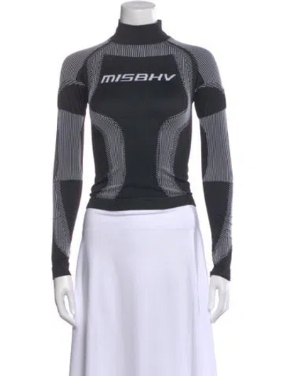 Pre-owned Misbhv Graphic Print Mock Neck Top In Gray
