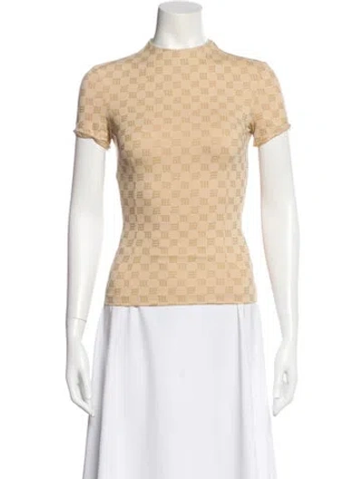 Pre-owned Misbhv Graphic Print Mock Neck Top In Neutral