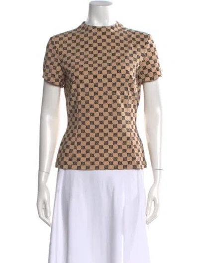 Pre-owned Misbhv Graphic Print Mock Neck Top In Neutral