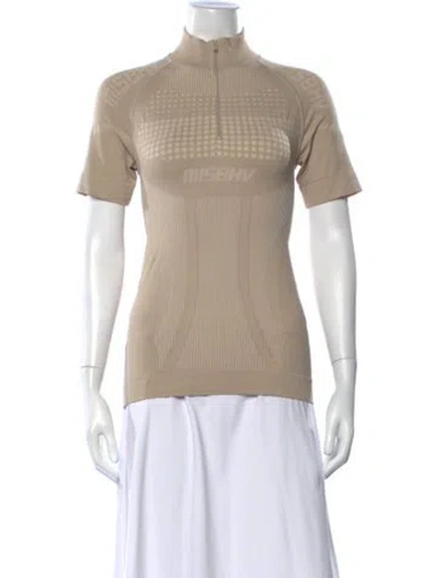 Pre-owned Misbhv Graphic Print Mock Neck Top In Neutrals