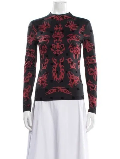 Pre-owned Misbhv Graphic Print Mock Neck Top W/ Tags In Black