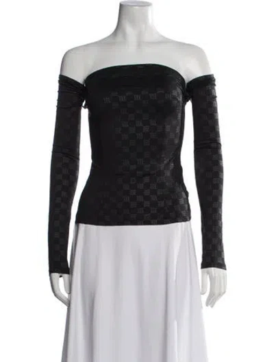 Pre-owned Misbhv Graphic Print Off-the-shoulder Top In Black