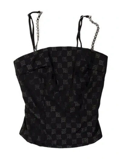 Pre-owned Misbhv Graphic Print Square Neckline Crop Top In Black