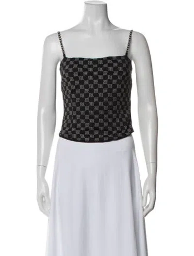 Pre-owned Misbhv Graphic Print Square Neckline Crop Top In Black