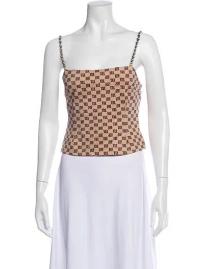 Pre-owned Misbhv Graphic Print Square Neckline Crop Top In Black