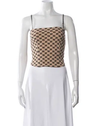 Pre-owned Misbhv Graphic Print Square Neckline Crop Top In White