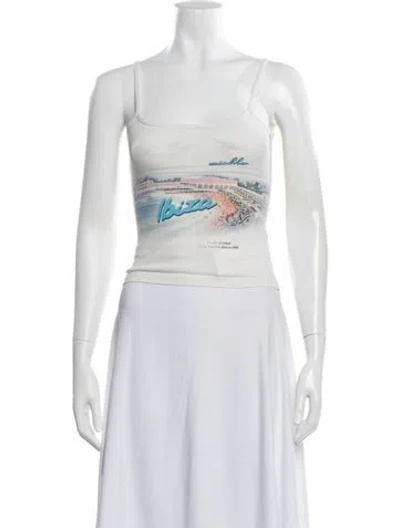 Pre-owned Misbhv Graphic Print Square Neckline Top In Neutral