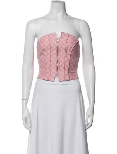 Pre-owned Misbhv Graphic Print Strapless Crop Top In Pink