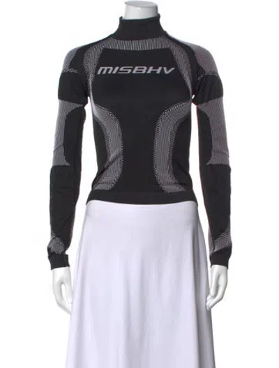 Pre-owned Misbhv Graphic Print Turtleneck Top In Black